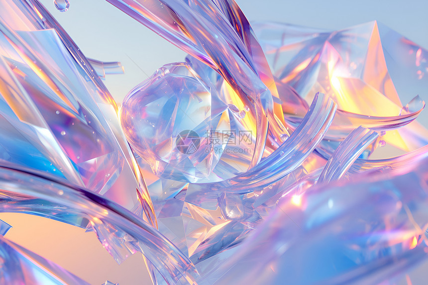 抽象彩光水晶花束图片