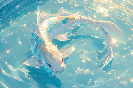 池塘白色白色的锦鲤插画