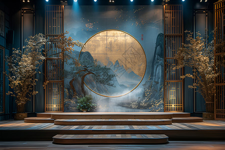 中式舞台背景图片