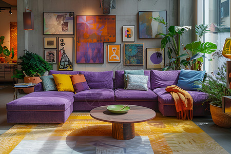 紫色沙发背景图片