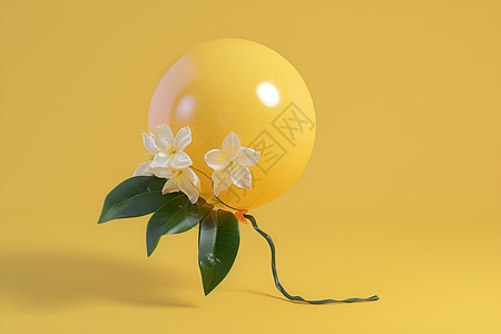 镜面效果气球和花朵插画