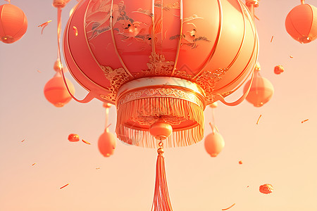 中国雪乡红灯笼橙色大灯笼设计图片
