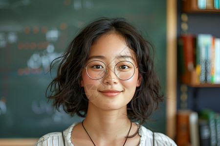 微笑的年轻女教师背景图片