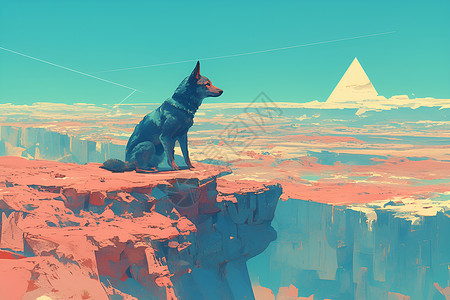 神秘的狗与金字塔背景图片