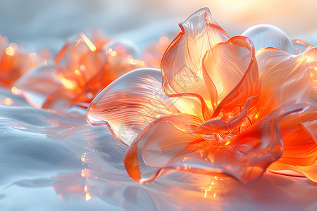玻璃艺术幻觉般的合成花朵插画