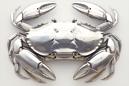 银色闪亮的金属螃蟹背景图片