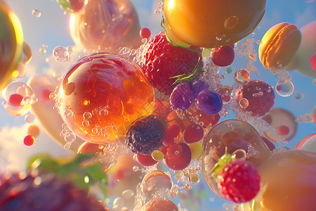悬浮水果背景图片