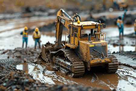 工地挖掘机背景图片