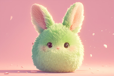 绿色棉花兔背景图片