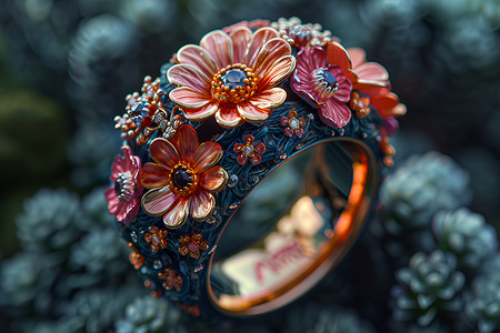 玻璃艺术品花朵珐琅花环背景