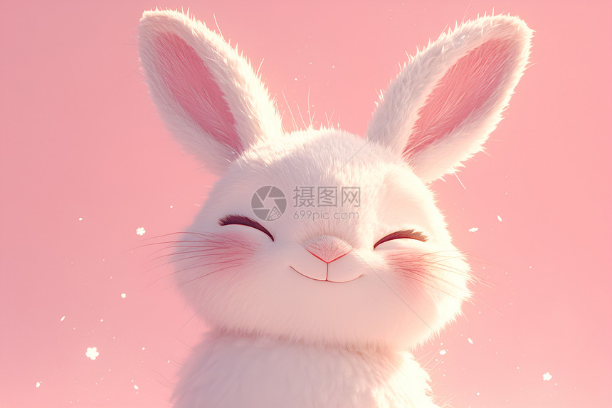 欢乐棉花糖兔子图片
