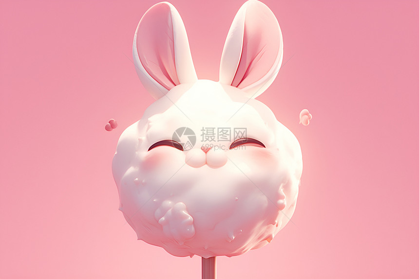 甜蜜可爱的棉花糖兔子图片