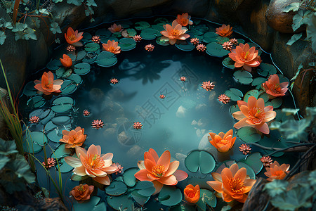 花园中的水莲花背景图片