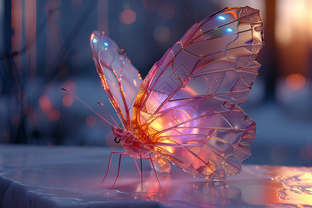 粉色玻璃蝴蝶高清图片