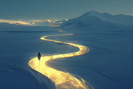 神州北极冰河风景插画