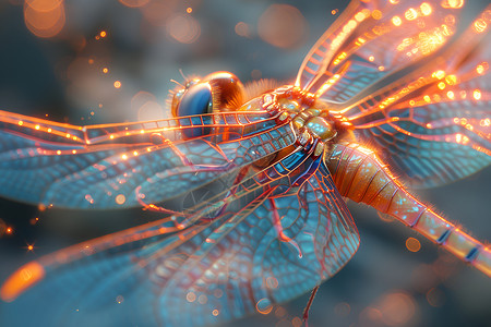 光芒四射的玻璃蜻蜓背景图片