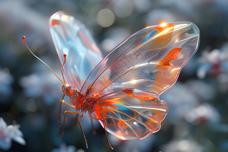玻璃蝴蝶翩翩起舞背景图片