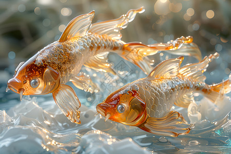 铝箔烧烤箔纸塑造而成的金鲤鱼设计图片