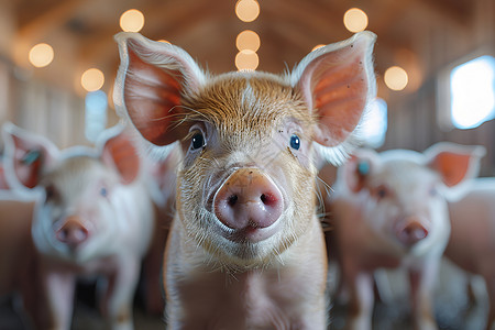 农场可爱的小猪背景图片