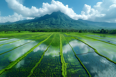 稻田俯拍无人机俯拍的稻田背景