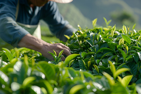 茶农的严谨收割背景