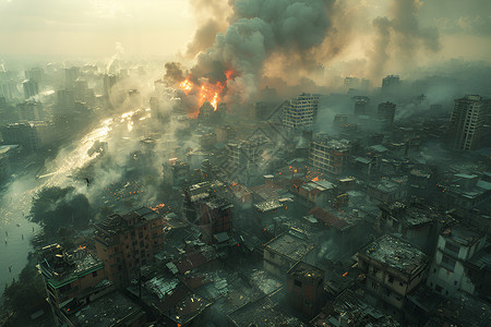 烟雾弥漫的城市背景图片