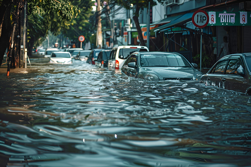 被水淹没的街道图片