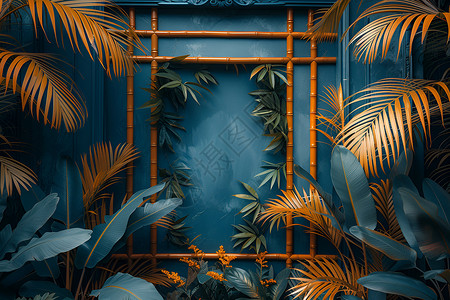 热带植物与竹子背景图片