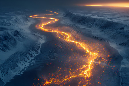 山脉之间的河流背景图片
