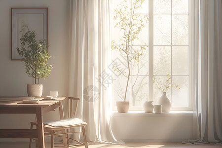 窗户和盆栽居家环境背景设计图片