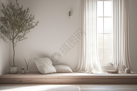 窗户和盆栽抽象创意的客厅设计图片