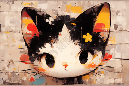 涂鸦中的猫咪背景图片
