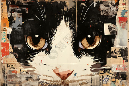 绚丽的猫街头艺术背景图片