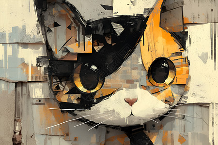 黑黄脸猫壁画才艺展示背景图片