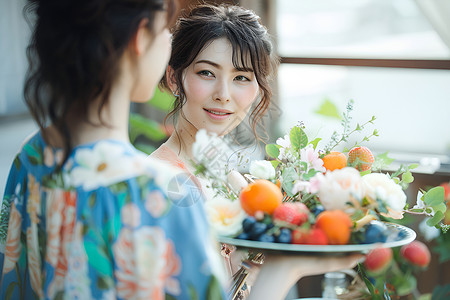 水果和花束背景图片