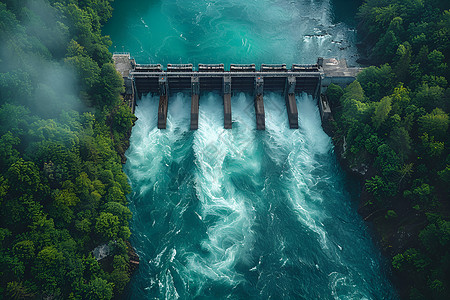 水电安装水电大坝俯瞰背景