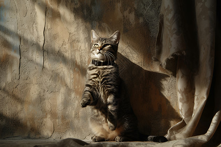 一只打扮得时尚动感的猫咪背景图片