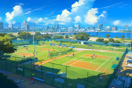 室内网球场一个网球场插画