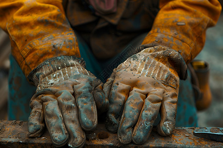 除油污建筑工人的防护手套背景