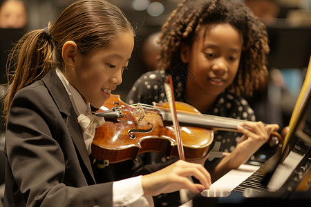 小提琴演奏的学生背景图片