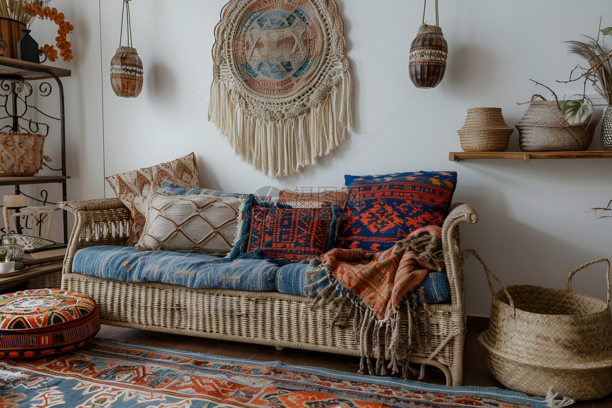 波西米亚风格的客厅沙发图片