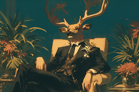 幻境中的鹿人之画背景图片