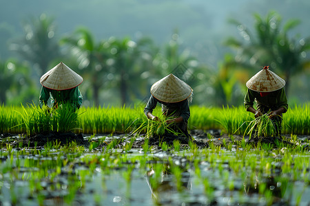 勤劳的农民种植水稻的农民背景