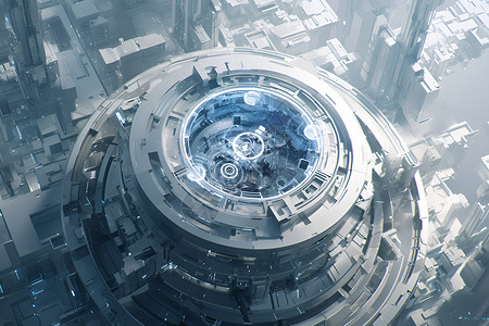 未来城市中心的圆形结构背景图片