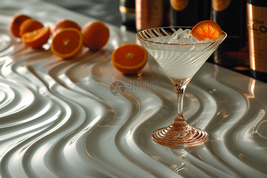 水晶杯橙的美酒图片