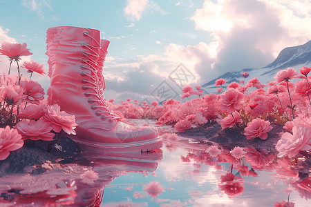 粉色橡胶靴背景图片