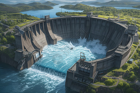壮观的水电大坝背景图片