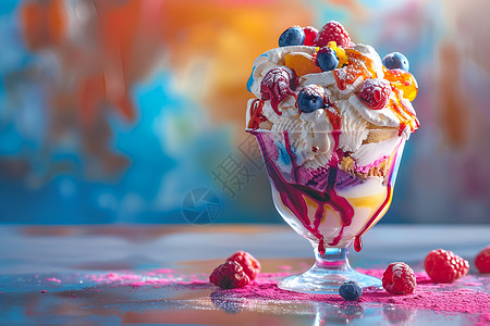 彩色冰淇淋食物糖珠高清图片