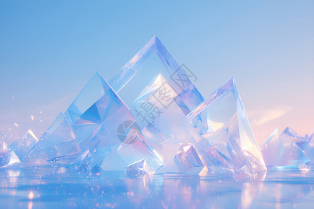 水面上的水晶立方体背景图片