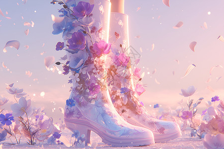 粉色背景上的靴子背景图片
